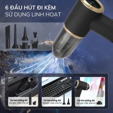 Máy hút bụi mini không dây, hút & thổi, lực 8.000Pa, tiện dụng xe hơi - 222.500₫