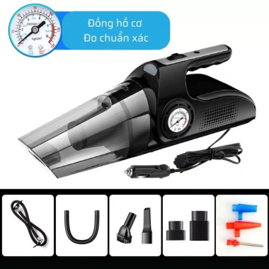 Máy Hút Bụi Ô Tô 4 Trong 1 - Bơm Lốp, Đo Áp Suất, Đèn Pin, Giá 435k Ưu Đãi