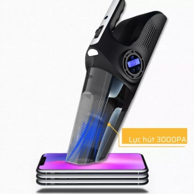 Máy Hút Bụi Ô Tô 4 Trong 1 - Bơm Lốp, Đo Áp Suất, Đèn Pin, Giá 435k Ưu Đãi