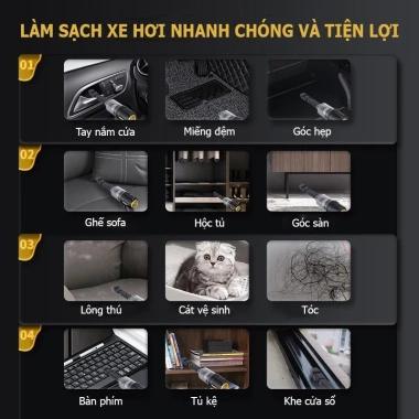 Máy hút bụi ô tô cầm tay Chigo mini không dây - Lực hút mạnh, sạch nhanh 8