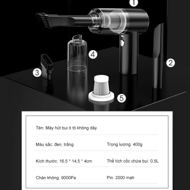 Máy hút bụi ô tô cầm tay không dây đa năng mini - Lực hút mạnh, chỉ 99.000 VND 8
