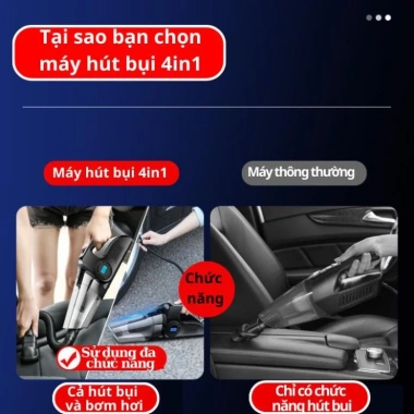 Máy hút bụi ô tô đa năng 4 trong 1 cao cấp: hút bụi, bơm lốp, đo áp suất, đèn pin 12-24V 6 Máy hút bụi ô tô đa năng 4 trong 1 cao cấp: hút bụi, bơm lốp, đo áp suất, đèn pin 12-24V 6