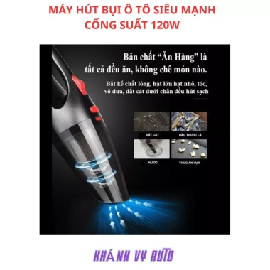 Máy hút bụi ô tô không dây 12V 120W mini, cầm tay, tặng 5 đầu cắm - Giá 220.000đ 6