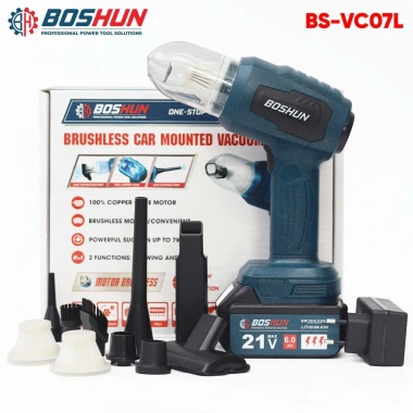 Máy hút bụi ô tô pin BOSHUN BS-VC07L - Động cơ đồng 500W, thổi/hút 7kPa, bình 160ml, giá chỉ 458.000₫