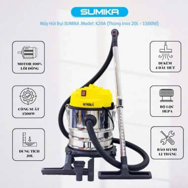 Máy hút bụi SUMIKA K20A 1.500W motor lõi đồng lọc HEPA thổi bụi giá 1.736.000 VND 2