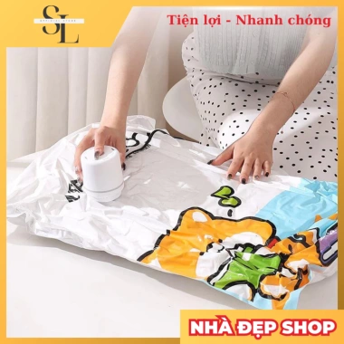 Máy hút chân không điện tự động mini - Tiết kiệm 80% không gian, lực hút mạnh, túi nén gọn cho quần áo 3
