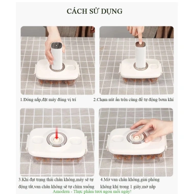 Máy hút chân không + Hộp nhựa bảo quản thực phẩm, không ghi ngày, còn 80.000đ