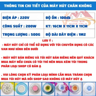 Máy Hút Chân Không Mini 200W – Hút Gọn Chăn Mền, Gấu Bông, Không Gian H148