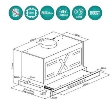 Máy hút mùi âm tủ GrandX GX H70F75G/SG - Lọc Than Hoạt Tính, Tiết kiệm điện, Giá 4.1 triệu