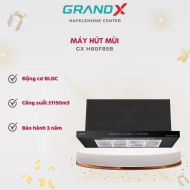 Máy hút mùi âm tủ GrandX GX H80F85B - Khử mùi nhanh, tiếng ồn thấp, thiết kế sang trọng, giá ưu đãi 5.263.440₫