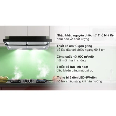 Máy hút mùi âm túng mặt kính đen Hafele HH-SG70A - 3 cấp độ hút, 6,772,570 VND