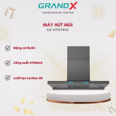Máy hút mùi áp tường GrandX GX H70T81G - Công suất lớn, khử mùi nhanh, giảm giá 6tr