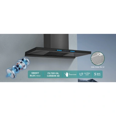 Máy hút mùi áp tường GrandX GX H70T81G - Công suất lớn, khử mùi nhanh, giảm giá 6tr