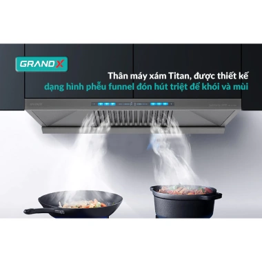Máy hút mùi áp tường GrandX GX H70T81G - Công suất lớn, khử mùi nhanh, giảm giá 6tr