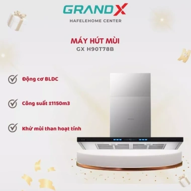 Máy hút mùi áp tường GrandX GX H90T78B/SB - Công suất mạnh, thiết kế hiện đại, giảm 21% còn 6,595,416₫