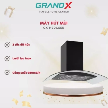 Máy hút mùi GrandX GX H70C55B – Hút mạnh, thiết kế hiện đại, ưu đãi 3,072,900 VND