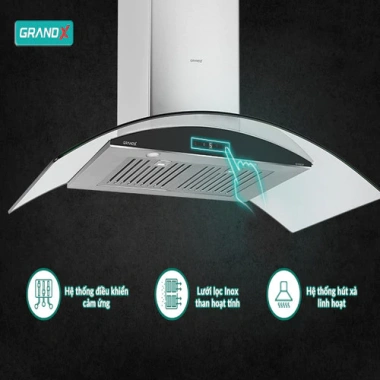 Máy hút mùi GrandX GX H90C55 - Dễ lắp đặt, dễ vệ sinh, giảm giá chỉ 3.2 triệu