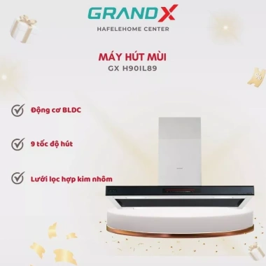 Máy hút mùi GrandX GX H90IL89/M - Thiết kế kính cong hiện đại, giảm giá tới 23%