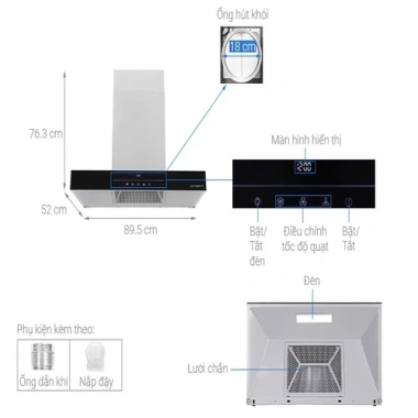 Máy Hút Mùi JUNGER H-90 - Vận Hành Êm, Tiết Kiệm Điện, Giá Ưu Đãi 12,990,000₫