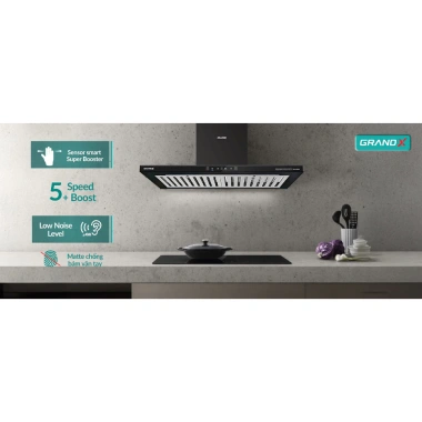 Máy hút mùi tường GrandX GX H90T65 - Kính cường lực, hút mạnh, tiết kiệm điện
