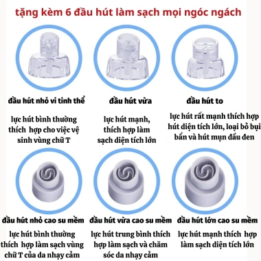Máy hút mụn 6 đầu cầm tay pin sạc, loại bỏ mụn đầu đen, cám, bã nhờn - 249.000đ 8