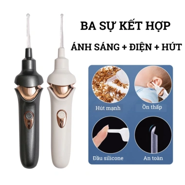 Máy hút ráy tai Ear Scoop đèn LED, đầu silicone mềm mại, an toàn cho bé - 260.000₫