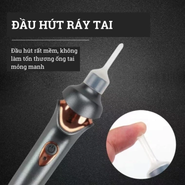 Máy hút ráy tai Ear Scoop đèn LED, đầu silicone mềm mại, an toàn cho bé - 260.000₫