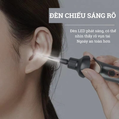 Máy hút ráy tai Ear Scoop đèn LED, đầu silicone mềm mại, an toàn cho bé - 260.000₫