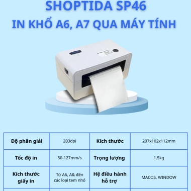 Máy in đơn hàng Shoptida SP46 - In phiếu, minicode, bảo hành 12 tháng, chỉ 1,377,000₫ 3