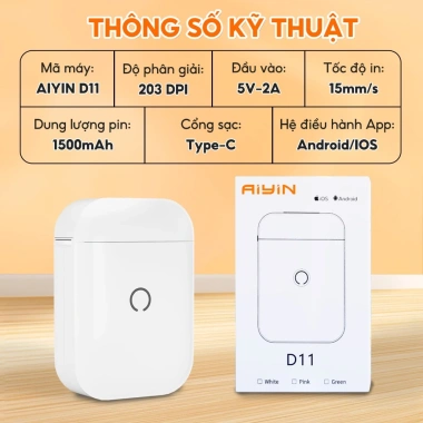 Máy In Nhiệt Mini Cầm Tay AYIN D11Pro Bluetooth - In Hình Bé, Mã Vạch, Giá 90k 4