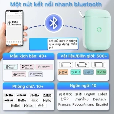 Máy in nhiệt mini cầm tay Bluetooth BEEPRT AIYIN D11s - In tem, mã vạch, logo, sticker giá chỉ 389.000đ 6