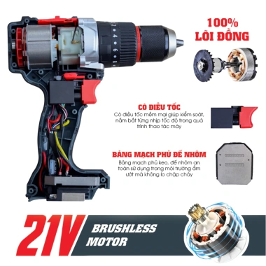 Máy Khoan 3 Chức Năng WORKFIX WF-ID1.395BL Lực Siết 95Nm Đầu 13mm Autolock Chân Pin Phổ Thông 774.000đ 3