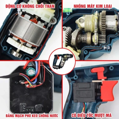 Máy khoan bê tông pin compact BOSHUN BS-RH2.002CP 3 tốc độ, lực búa 1,7J - Nhỏ gọn, không chổi than, giá ưu đãi 839.000₫ 5