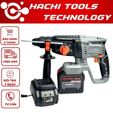 Máy khoan bê tông pin THPRO TH2.606PRO – Động cơ lõi đồng chân, pin phổ thông, 613.000₫