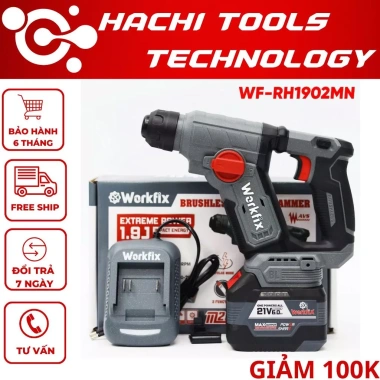 Máy Khoan Bê Tông WF-RH1.902MN Workfix Tạo Xung Không Chổi Than Lực Đập 1.9J Trọng Nhẹ