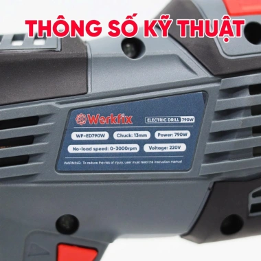 Máy khoan điện cầm tay WORKFIX WF-ED790W 790W, đầu kim 13mm, búa tường - 649.000₫ 7