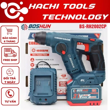 Máy khoan đục bê tông BOSHUN BS‑RH2.002CP – Động cơ không chổi than, lực 1.7J, chỉ 833.000₫