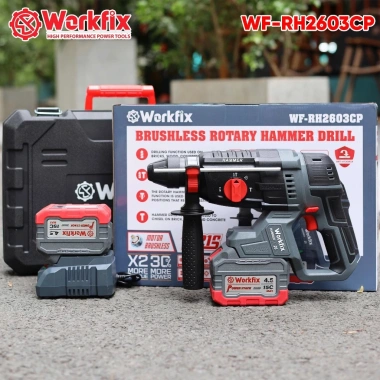 Máy khoan đục bê tông pin 3 chức năng WORKFIX WF‑RH2.603CP – Lực đập 2.9J, Anti‑Kickback, Chân M21, Giá 1,079,000₫ 8