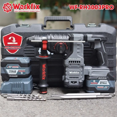 Máy khoan đục bê tông WORKFIX WF-RH3.003PRO 6 cấp tốc, lực đập 3.0J, giảm rung AVS - Giá ưu đãi 1,379,000 VND 5 Máy khoan đục bê tông WORKFIX WF-RH3.003PRO 6 cấp tốc, lực đập 3.0J, giảm rung AVS - Giá ưu đãi 1,379,000 VND 5
