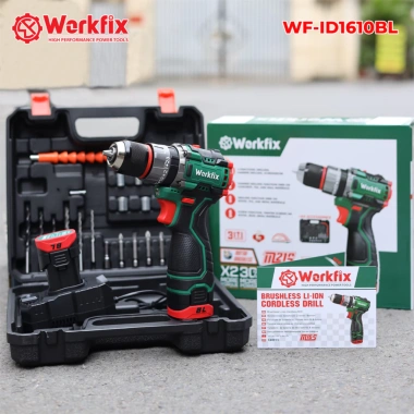 Máy khoan không dây WORKFIX WF-ID1.610BL 3 chức năng, đầu kẹp Auto Look 10mm, tặng bộ phụ kiện - 854.000₫ 10