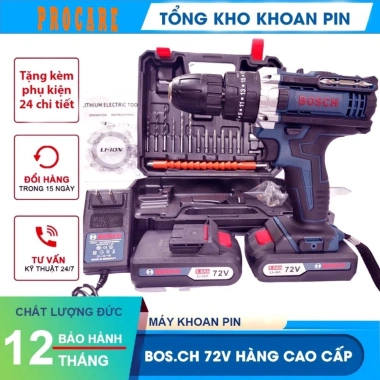Máy khoan pin 72V 3 trong 1 - Khoan, vít, búa và phụ kiện, giá ưu đãi 135k
