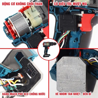 Máy khoan pin BOSHUN BS-ID100BL, lực siết 100Nm, đầu kẹp 13mm Autolock, không chổi than 6
