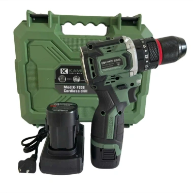 Máy khoan pin Kampro K-7.038 Xanh 3 chức năng, đầu kẹp autolock, động cơ không chổi than, giá chỉ 518.000₫