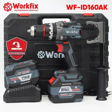 Máy khoan pin WORKFIX WF-ID160AK Anti‑kickback 160Nm, 13mm, Không chổi than, Khoá trục – 1,44 tr 7 Máy khoan pin WORKFIX WF-ID160AK Anti‑kickback 160Nm, 13mm, Không chổi than, Khoá trục – 1,44 tr 7