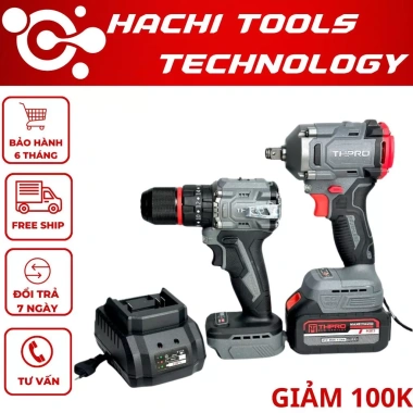 Máy Khoan THPRO TH7.721AK, Siết Bulong TH6.360AK Pin Sạc - Động Cơ Không Chổi Than