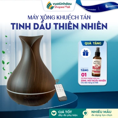 Máy khuếch tán tinh dầu Hoa Tulip VUATINHDAU 550ml Làm sạch không khí, chỉ 308.000₫