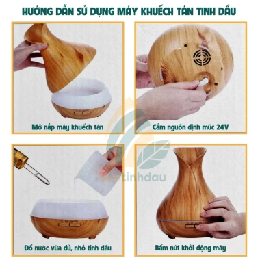 Máy khuếch tán tinh dầu Hoa Tulip VUATINHDAU 550ml Làm sạch không khí, chỉ 308.000₫