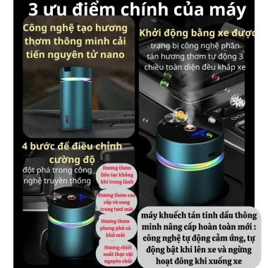 Máy khuếch tán tinh dầu tự động ô tô, phun sương khử mùi, đèn LED - 699k