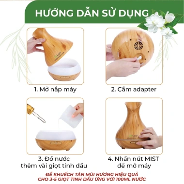 Máy Khuếch Tán Tinh Dầu Tulip Cao Cấp Remote và Tặng 10ml Dầu Sả Giá ưu đãi 220.000 VND 3