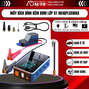 Máy Kích Bình 4 trong 1 Cảm Ứng + Bơm Lốp Ô Tô, Đèn Flash, Sạc Dự Phòng - Đa Năng, Nhỏ Gọn